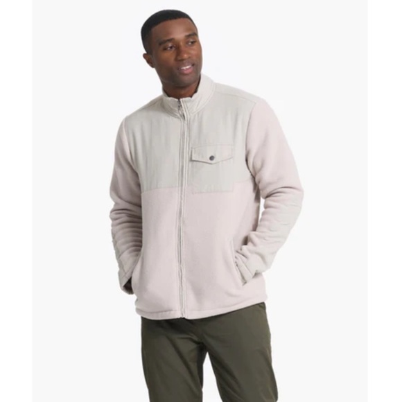 Vuori Men's Medium Morrow Sherpa Jacket Dark Salt White NWT Fleece Full Zip - Picture 2 of 8